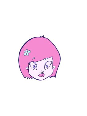 Çizgi film mutlu kadın yüzünün yatay titreşimli animasyonu