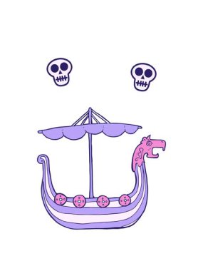 spinning skulls animation of viking ship