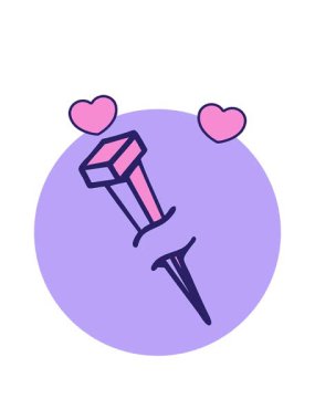 spinning hearts animation of cartoon iron nail