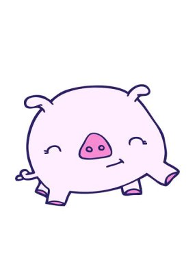 Çizgi filmin hareketli animasyonu mutlu domuz.