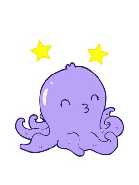 spinning stars animation of cartoon octopus
