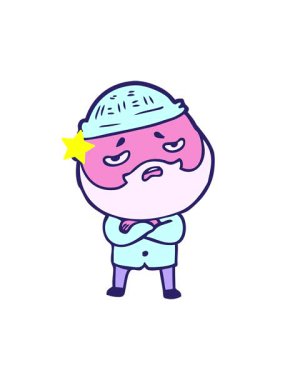 Parlayan yıldızlar sakallı endişeli bir adamın çizgi filmini canlandırıyor.