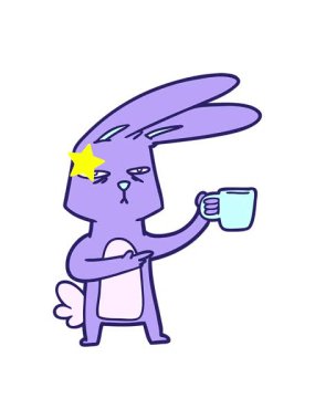 Parlayan yıldızlar çizgi film tavşanının kahveyle animasyonunu etkiler