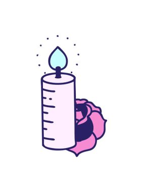 jiggle motion animation of a tattoo in traditional style of a candle and a rose