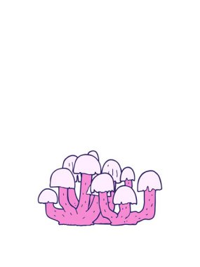 stretching up animation of cartoon design of a  mushroom
