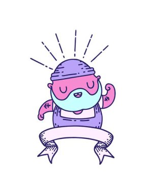 Dövme stili sakallı bir adamın kol kaslarını esnettiği bir tomar flamasının titreşimli hareketi.