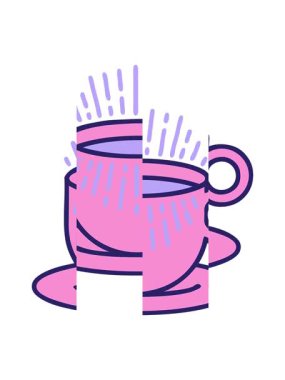 Bir fincan kahvenin ikonik dövme çiziminin bölünmüş hareketi.