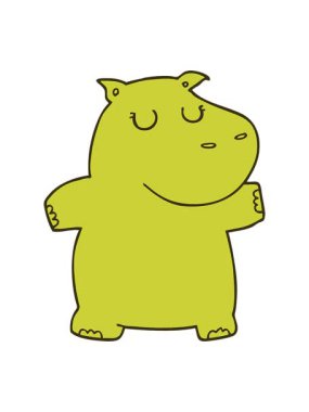 Bir su aygırının çizgi film çiziminin renk animasyonu değişiyor