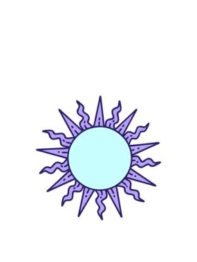 Bir güneşin klasik dövme şeklindeki görüntüsünün yükselişi ve yüzüşü