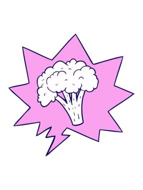 neon light effect animation of cartoon brocoli with speech bubble