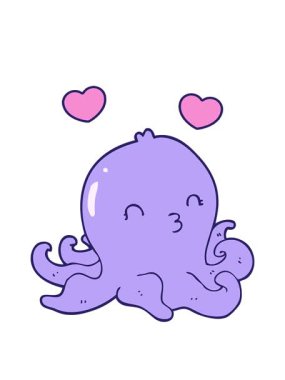 spinning hearts animation of cartoon octopus