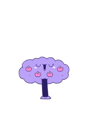 Çizgi film elma ağacının hareketli animasyonu