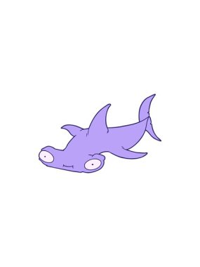 splitting effect animation of cartoon hammerhead shark