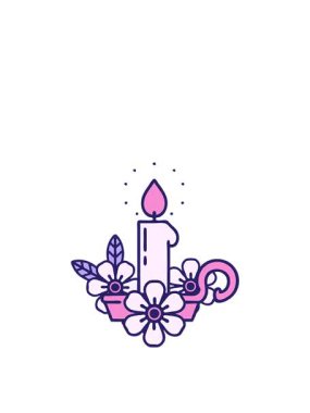 jumping motion animation of iconic tattoo style image of a candle holder