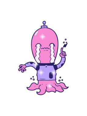 Karikatür uzaylı çiziminin ışıltı etkisi