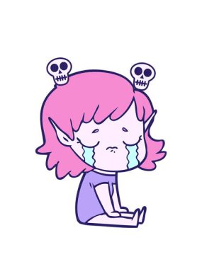 Çizgi film karakteri ağlayan elf kız animasyonu.