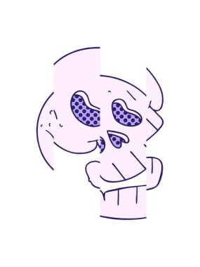 Çizgi roman tarzı tuhaf kafatasının bölünmüş hareket animasyonu