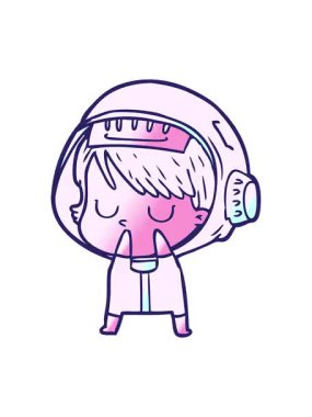 Çizgi film astronot kadın illüstrasyonunun pixelize etkisi