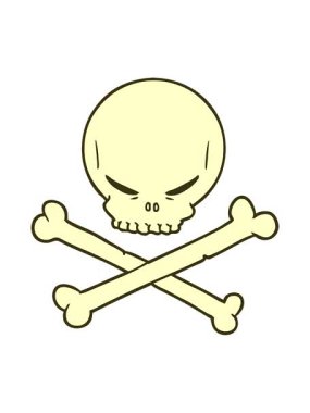 Kafatası ve çapraz kemiklerin renk canlandırması