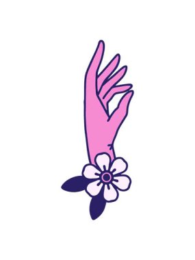 pixelize effect animation of tattoo in traditional style of a hand and flower