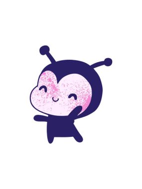 Tatlı bir dişi böceğin desenli çizgi film çizimi kawaii 'nin bölünme etkisi
