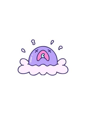 Yüzü kızarmış yumurta çizgi filminin gösterişli satış animasyonu.