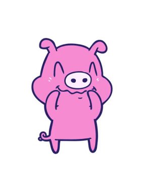 Pikselleştirme efekti sinir çizgi film domuzu animasyonu