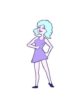 Çizgi filmdeki gururlu kadının çizgi film efekti