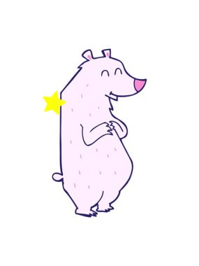 Parlayan yıldızlar çizgi film ayı karalama çiziminin animasyonunu etkiler.