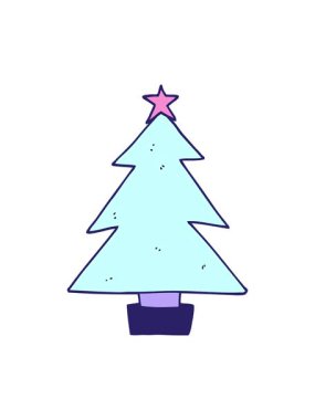 Karikatür Noel ağacı illüstrasyonunun basınçlı animasyonu