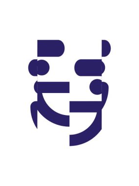 Mutlu büyük kaş yüz tasarımının bölünen hareket animasyonu