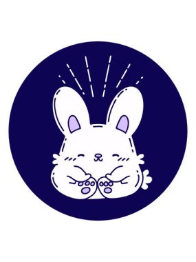 Neon ışık efektleri dövme stili mutlu tavşan ikonunun canlandırması