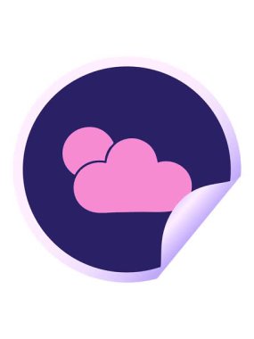 jiggle motion animation of circular peeling sticker cartoon of a sunshine and cloud