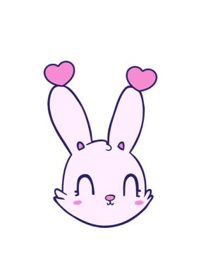 dönen kalpler çizgi film tavşan yüzünün animasyonu