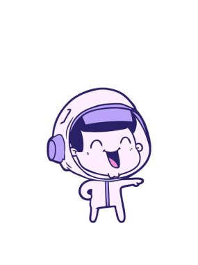 Mutlu çizgi film astronotunun zıplama hareketi animasyonu