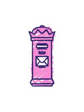 pixelize effect animation of British Postbox Chalk Drawing