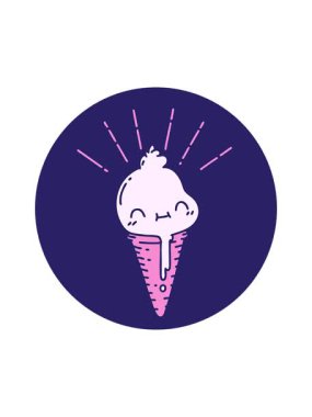 popping motion animation of icon of a tattoo style ice cream character