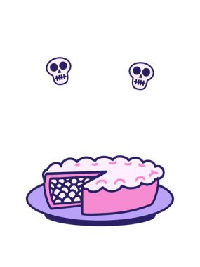 Geleneksel Brezilya empadao tavuklu turtası çizgi filminin kafatası animasyonu