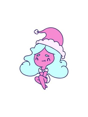 Kawaii kızının Noel karikatürünün dikkat çekici animasyonu.