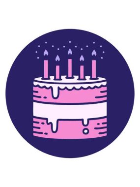 Bir doğum günü pastası çiziminin canlandırmasını renklendir