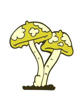 Bir mantarın çiziminin renk animasyonu değişiyor