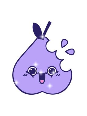 glitter effect animation of cute cartoon of a green pear design