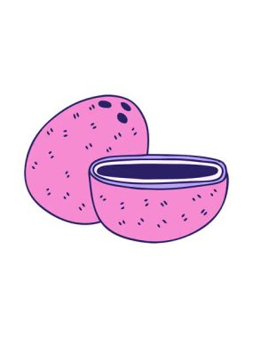 pixelize effect animation of hand drawn quirky cartoon coconut