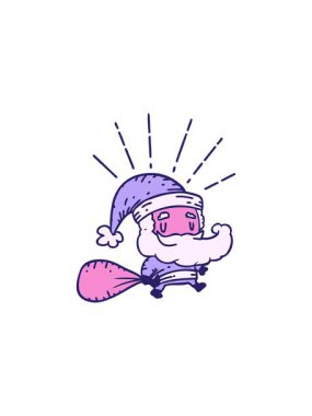 Dövme stili Noel Baba karakterinin yılbaşı animasyonu çuvallı.