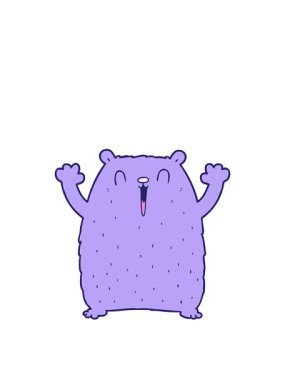 Neşeli çizgi film ayısının zıplama hareketi