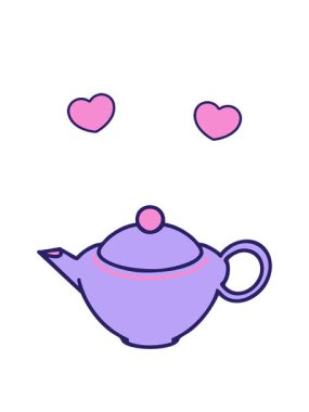 spinning hearts animation of a teapot of japanese tea design