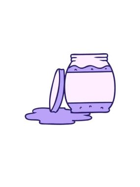 Bir çilek reçelinin karikatürünün yükselişi ve yüzen animasyonu