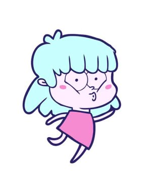 Karikatür ıslık çalan kızın hareketli animasyonu