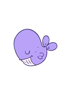 Çizgi filmin gösterişli satış animasyonları. Balinanın şirin çizimleri.