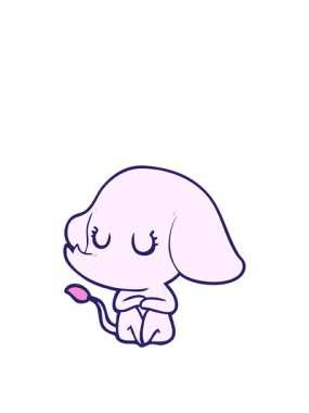 Sevimli fil çiziminin yükseliş ve yüzme animasyonu